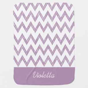 Trendy Pencil Purple Chevron Zigzags With Name Receiving Blanket