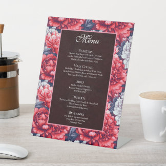 Trendy Peonies Themed Mountain Wedding Pedestal Sign