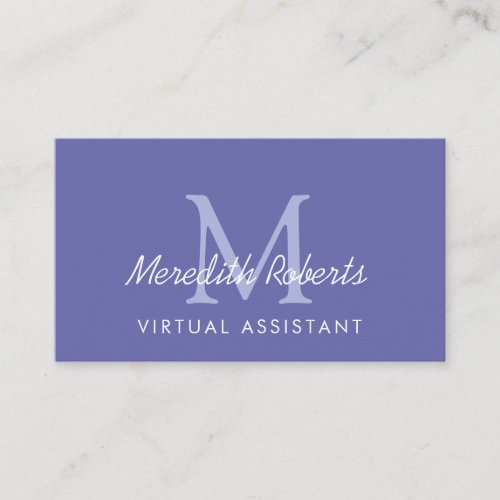 Trendy Periwinkle Blue Color of the Year Monogram Business Card