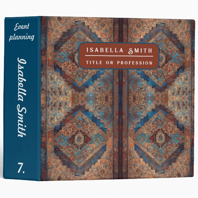Trendy Persian Beautiful Old Pattern Collection 3 Ring Binder (Front/Spine)