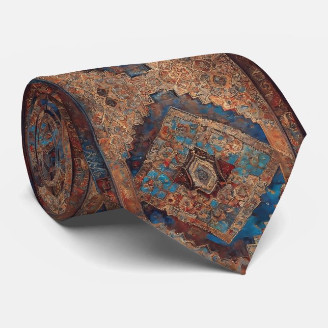 Trendy Persian Beautiful Old Pattern Collection Neck Tie (Rolled)