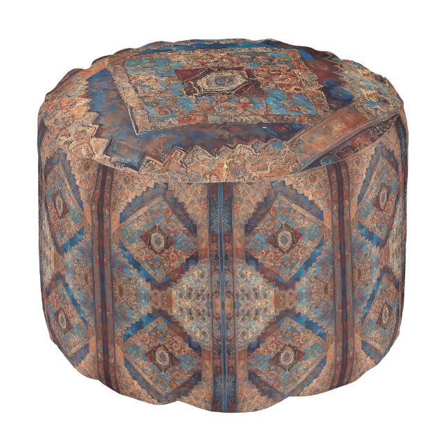 Trendy Persian Beautiful Old Pattern Collection Pouf (Angled Front)