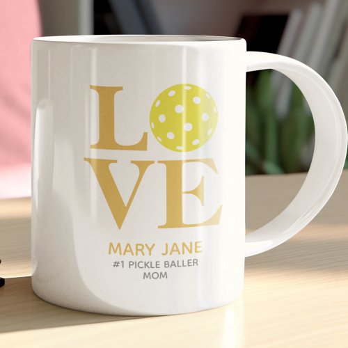 Trendy Personal LOVE Mustard Yellow Pickleball Coffee Mug