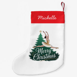 Trendy Personalized Ballerina Christmas Tree Small Christmas Stocking