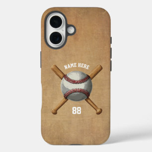 Trendy Personalized Baseball Name and Number iPhone 16 Case