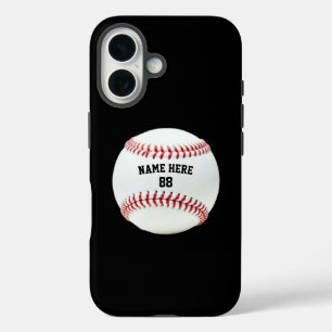 Trendy Personalized Baseball Name and Number iPhone 16 Case