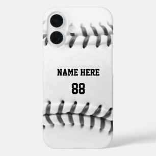 Trendy Personalized Baseball Name and Number iPhone 16 Case