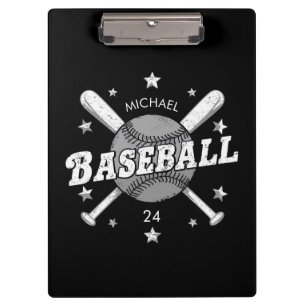 Trendy Personalized Baseball Name and Number Clipboard