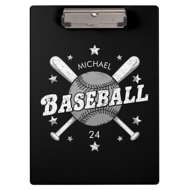 Trendy Personalized Baseball Name and Number  Clipboard (Front)