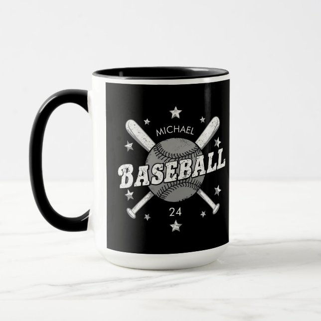 Trendy Personalized Baseball Name and Number  Mug (Left)