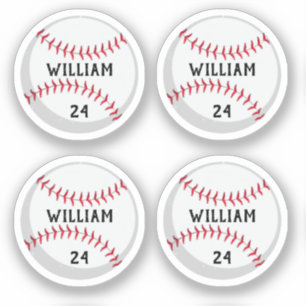 Trendy Personalized Baseball Name and Number Sticker
