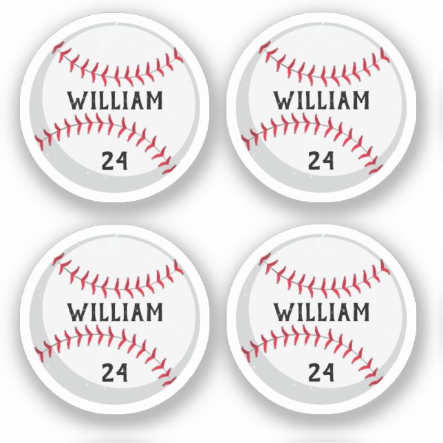 Trendy Personalized Baseball Name and Number Sticker (Front)
