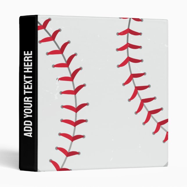Trendy Personalized Baseball Player Black 3 Ring Binder (Front/Spine)