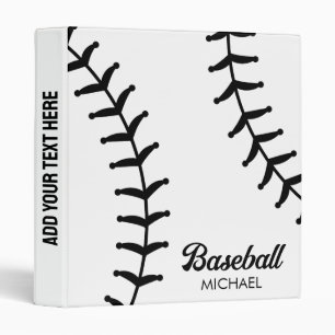 Trendy Personalized Baseball Player Black 3 Ring Binder