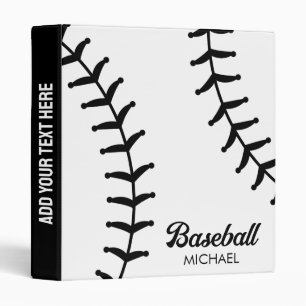 Trendy Personalized Baseball Player Black 3 Ring Binder