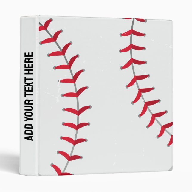Trendy Personalized Baseball Player Black 3 Ring Binder (Front/Spine)