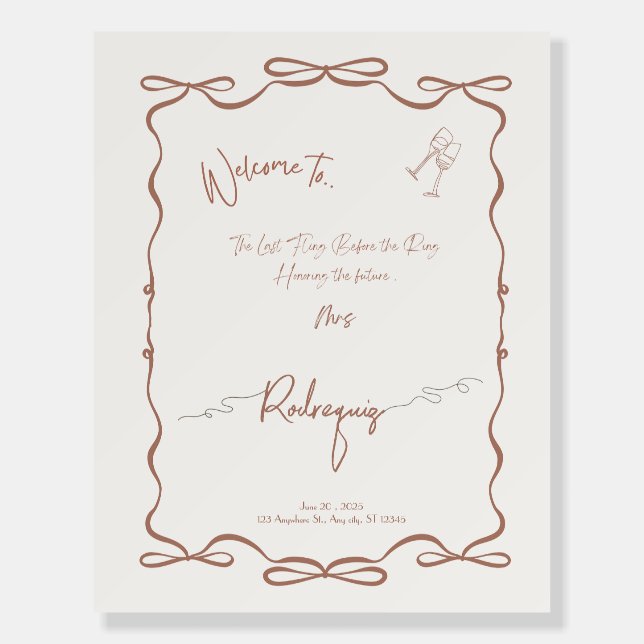 Trendy Personalized Bridal Shower Welcome Board (Front)