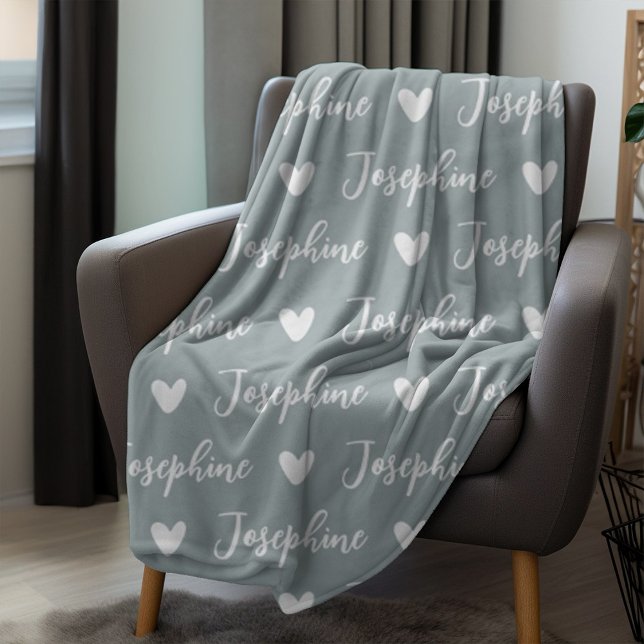 Trendy Personalized Calligraphy Name Gray Fleece Blanket (Creator Uploaded)