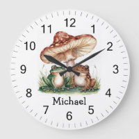 Trendy Personalized Cute Happy Frog and Mushrooms