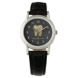 Trendy Personalized Dentist Dental Black Gold Watch