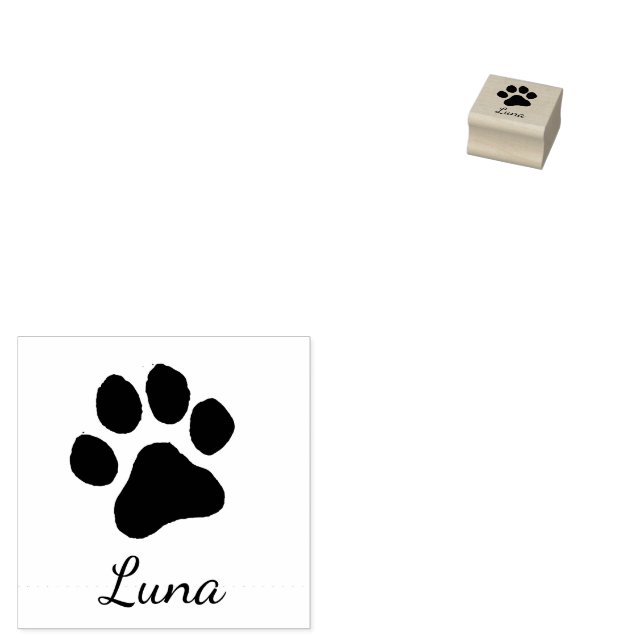 Trendy Personalized Dog Pet Paw Print Cute        Rubber Stamp (Stamped)
