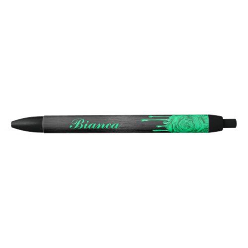 Trendy Personalized Dripping Roses Pen lt Green