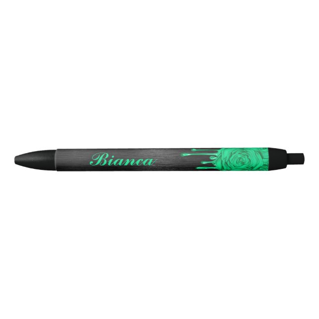 Trendy Personalized Dripping Roses Pen lt. Green (Front)