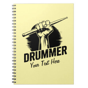 Trendy Personalized Drummer Fist With Drumsticks   Notebook