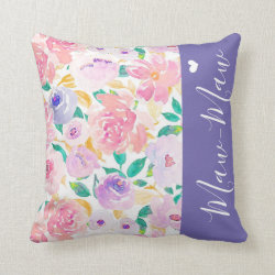 Trendy Personalized Floral Throw Pillow