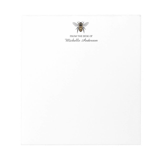 Trendy Personalized From the Desk of Honey Bee     Notepad (Front)
