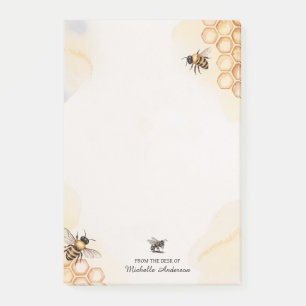 Trendy Personalized From the Desk of Honey Bee Post-it Notes