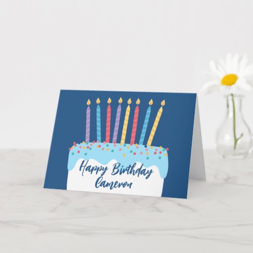 Trendy Personalized Happy Birthday Cake Card