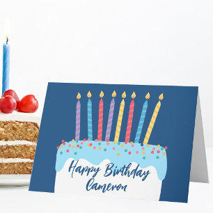Trendy Personalized Happy Birthday Cake Card