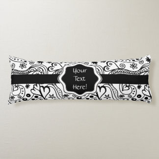 Trendy Personalized Hearts and Love Doodle Pattern Body Pillow