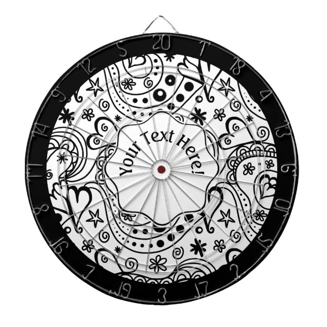 Trendy Personalized Hearts and Love Doodle Pattern Dart Board (Front)