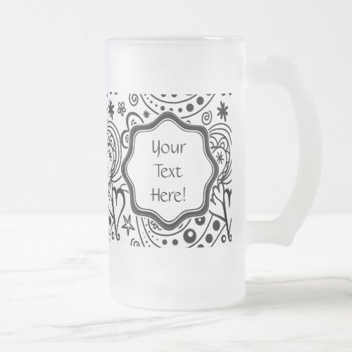 Trendy Personalized Hearts and Love Doodle Pattern Frosted Glass Beer Mug