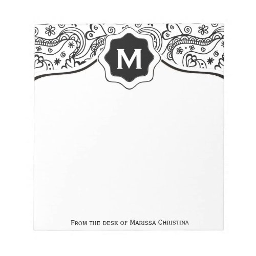 Trendy Personalized Hearts and Love Doodle Pattern Notepad