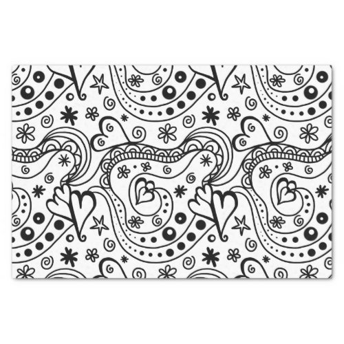 Trendy Personalized Hearts and Love Doodle Pattern Tissue Paper