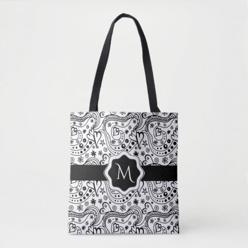 Trendy Personalized Hearts and Love Doodle Pattern Tote Bag