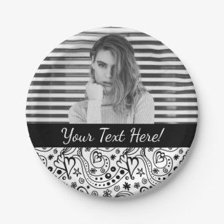 Trendy Personalized Hearts Love Monogram Pattern Paper Plates