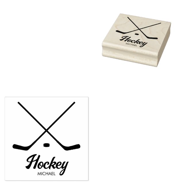 Trendy Personalized Hockey Player Name   Rubber Stamp (Stamped)