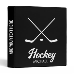 Trendy Personalized Hockey  Sticks Player Name  3 Ring Binder