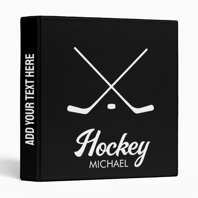 Trendy Personalized Hockey  Sticks Player Name  3 Ring Binder (Front/Spine)