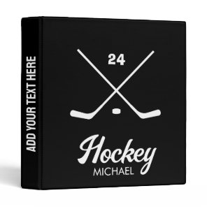 Trendy Personalized Hockey  Sticks Player Name     3 Ring Binder