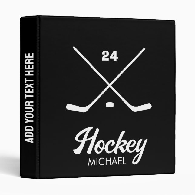 Trendy Personalized Hockey  Sticks Player Name     3 Ring Binder (Front/Spine)
