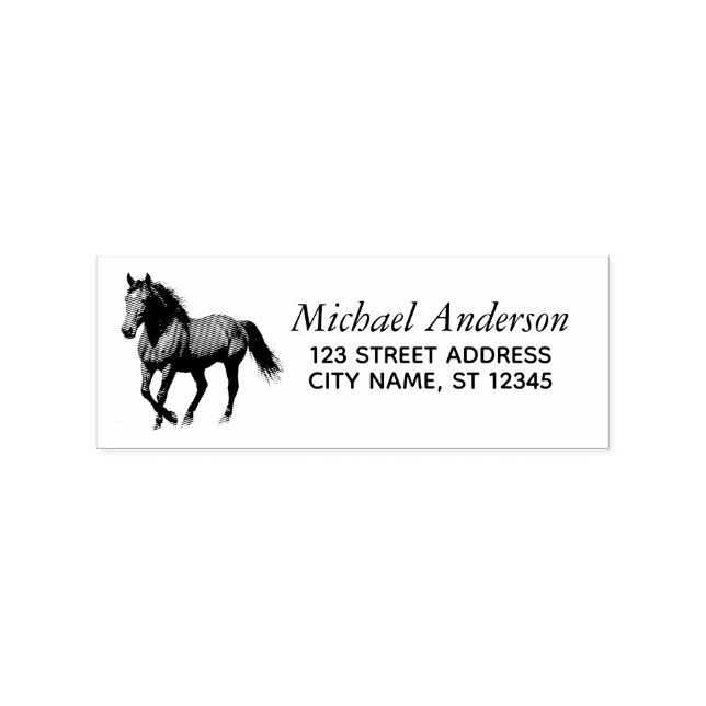 Trendy Personalized Horse Return Address  Rubber Stamp (Imprint)