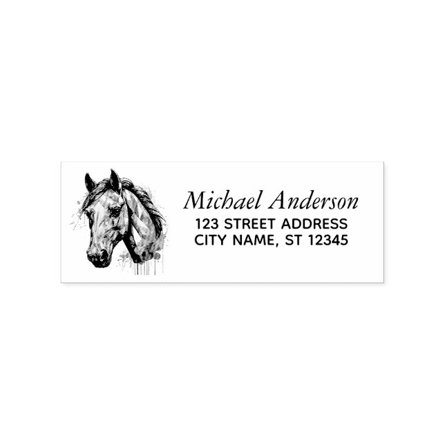 Trendy Personalized Horse Return Address  Rubber Stamp (Imprint)