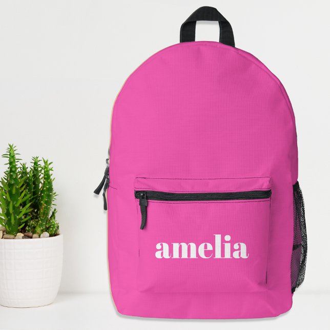 Trendy Personalized Hot Pink Printed Backpack (Creator Uploaded)