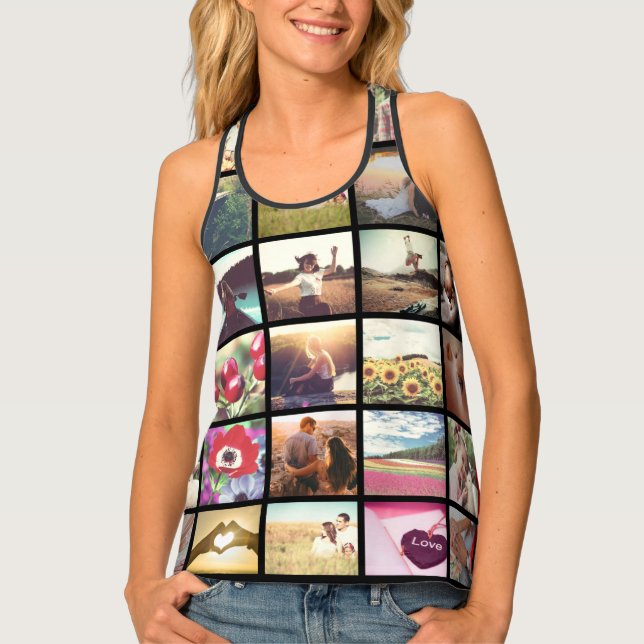 Trendy Personalized Instagram Photo Collage Tank Top (Front)