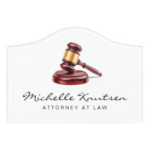 Trendy Personalized Lawyer Attorney at Law White Door Sign